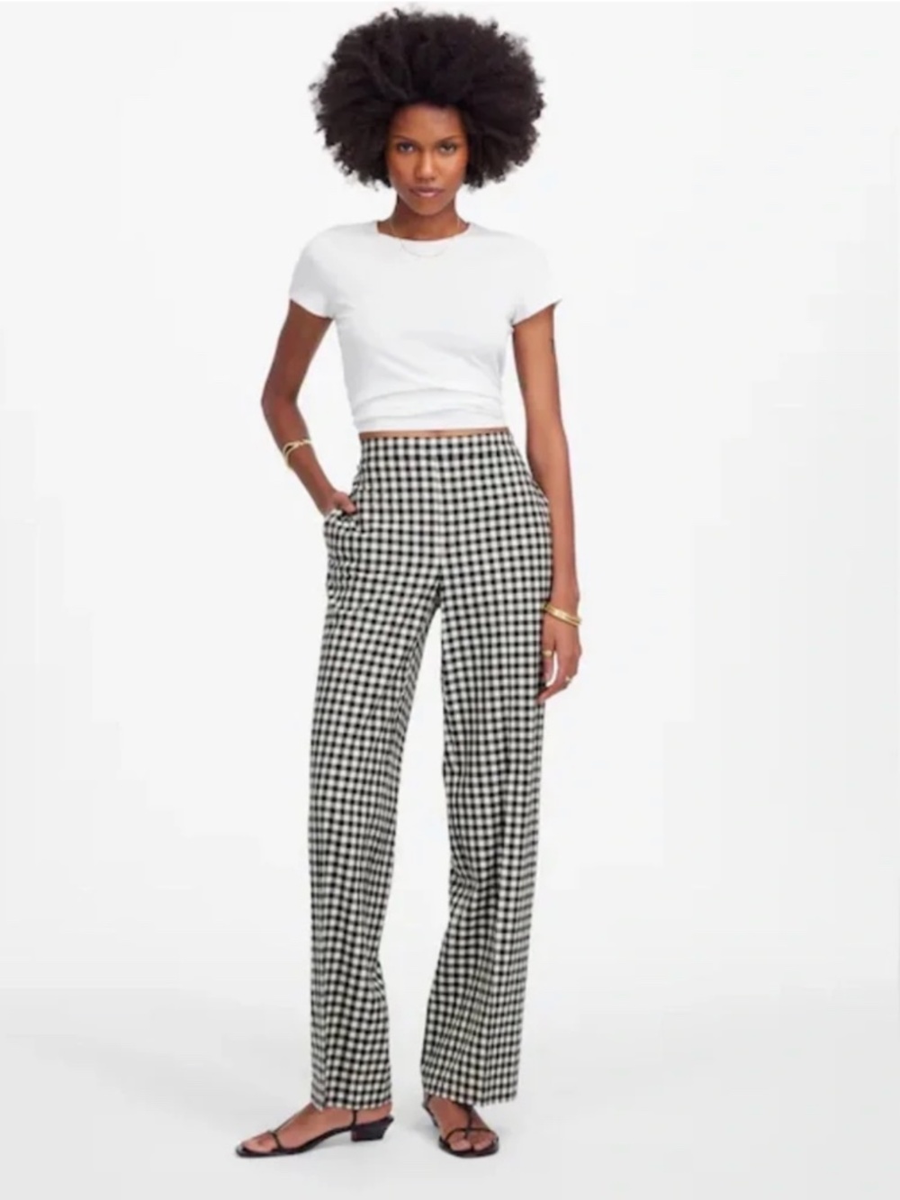 Madewell Black & White Gingham Easy Pull on Pant XS NWT